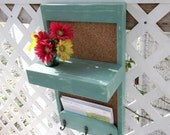 3 Hook Message Board Letter Holder Vase Shelf.."Jade & Ivory"..or You Choose Color..Shabby Chic Cottage