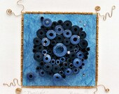 Original 3-Dimensional paper art, rolled paper art, navy and gold rolled paper