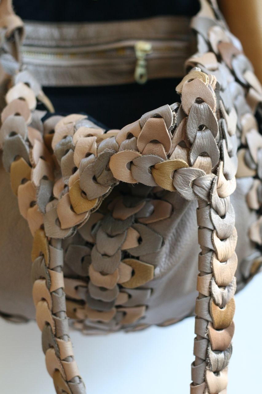 Handmade "Carlotta" Shoulder Bag.  Soft, Pebbled Leather with Brass Hardware.