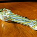 Yellow and Teal Hand Blown Glass Pipe