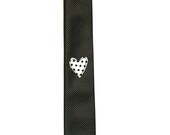 Frankie Four Black Pinstripe  Skinny Necktie with Polka Dot Heart