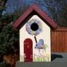 Burgundy Birdhouse Cottage with Tulips