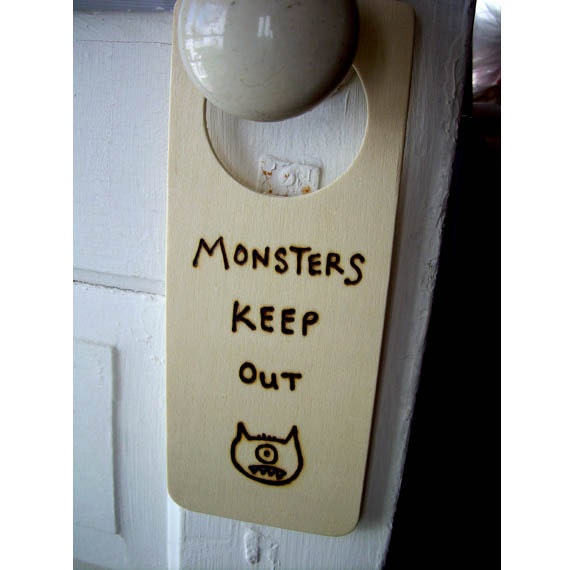 Monsters Keep Out - Wooden Door Hanger