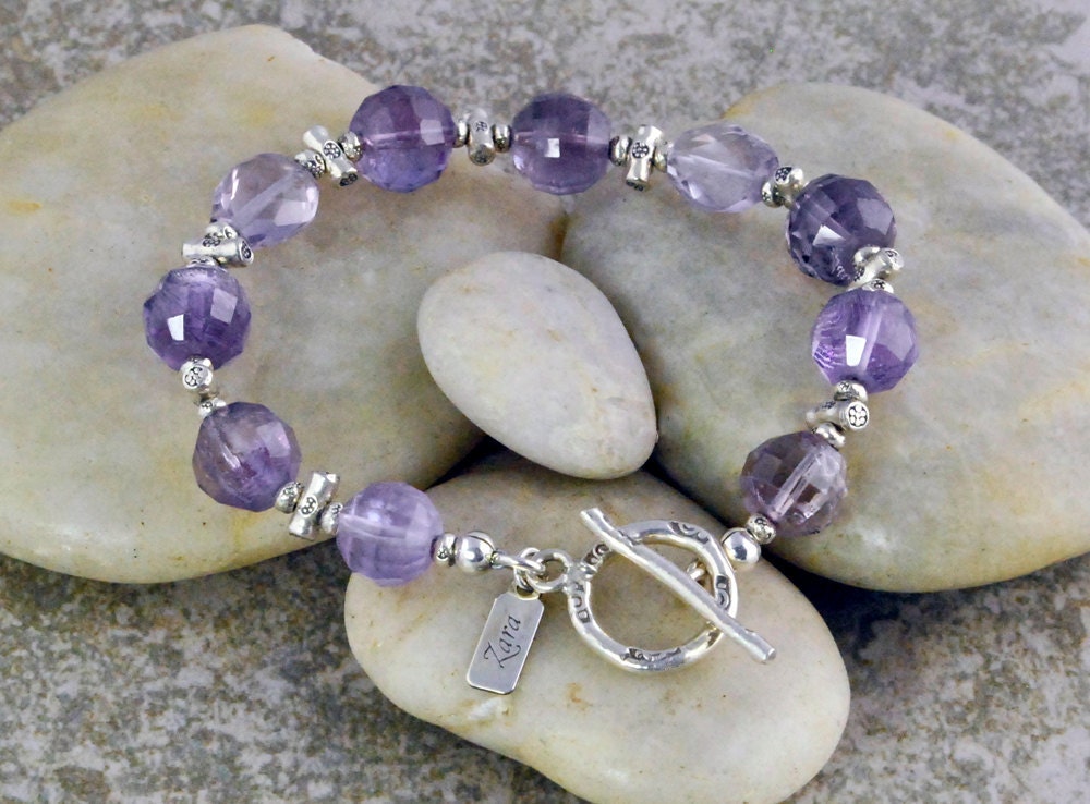 Lavender Amethyst and Sterling Silver Beaded Bracelet