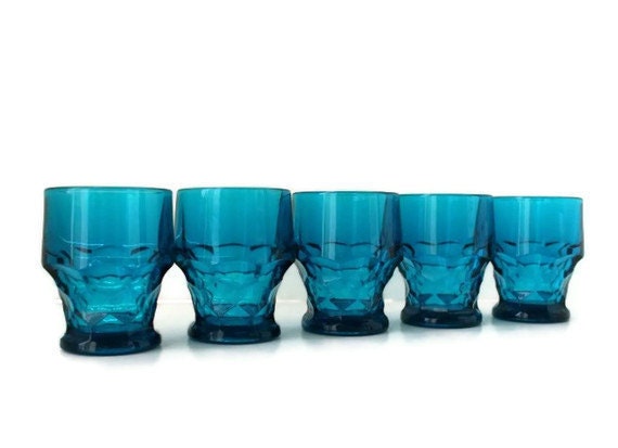 vintage juice glass - set of five Georgian in bluenique