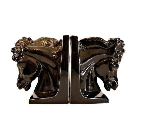 Hollywood Regency Horse Bookends