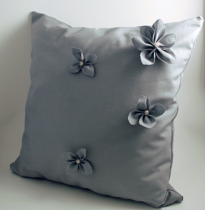Items similar to 100 Organic Cotton Grey Pillow Cover 14" x 14" with