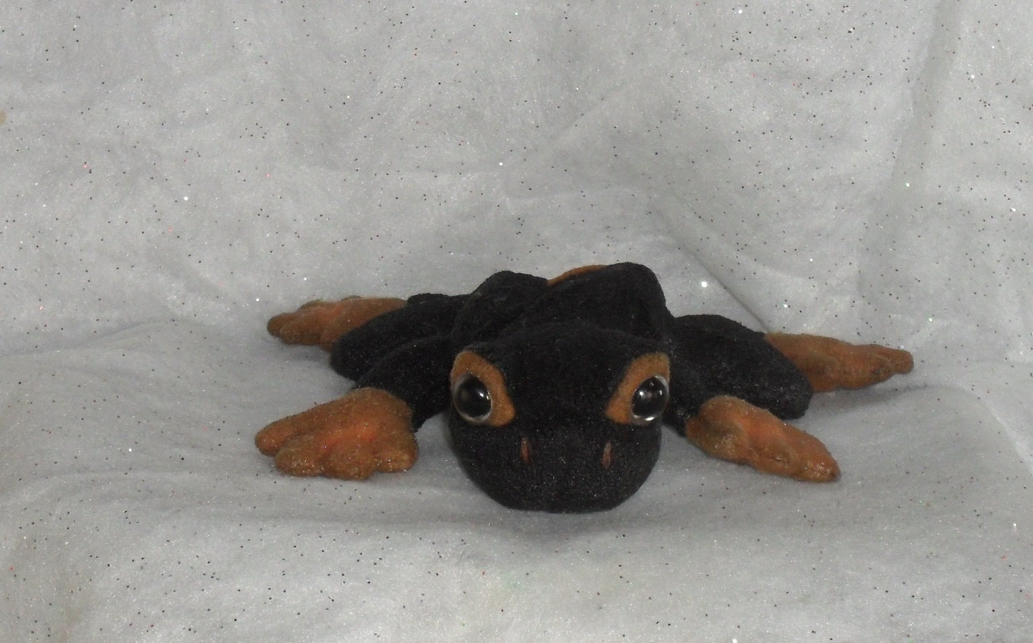 Black and Brown Frog. White Lilac and Lavender Scented Wax Dipped  .