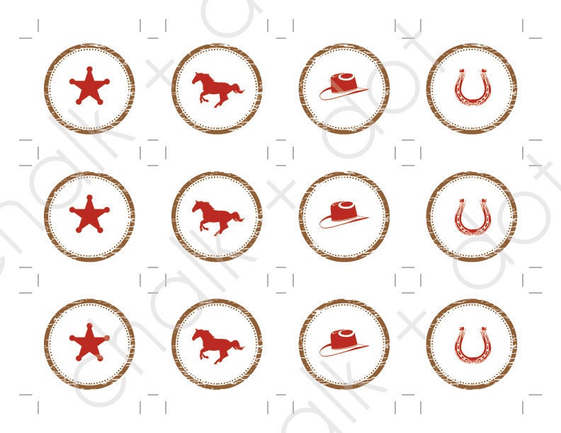 Printable Cowboy Theme Cupcake Toppers By Chalkanddot On Etsy