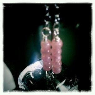 SALE Blush Pink - rhodocrosite and silver chain dangles - Valentine Sweet Heart