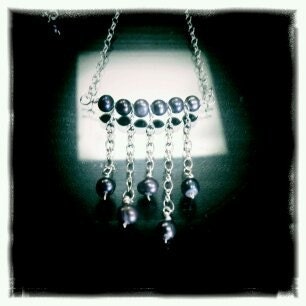 Violet Rain - cultured violet pearl and silver necklace
