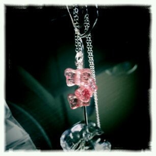 Spring Flight - Czech glass pink butterfly droplet necklace Valentine Sweet Heart