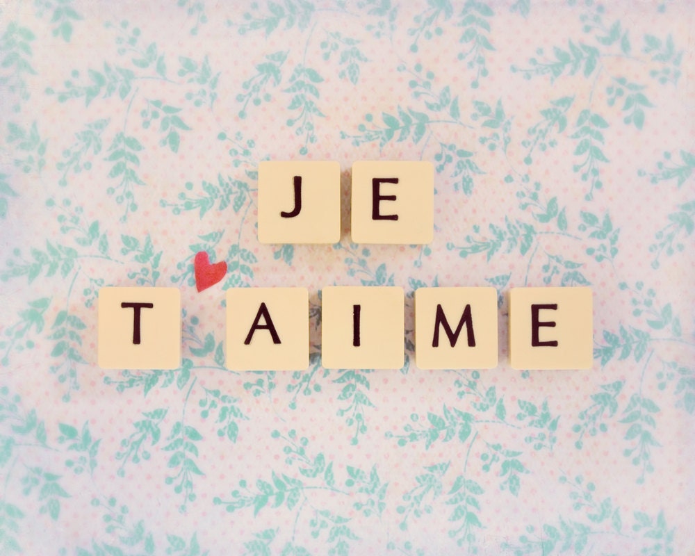 Vintage Style Love Romantic French Pastel Photograph Art Print - Je t'aime