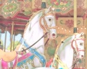 Children Decor Large Poster Print 20 x 20 Pastel Carousel Horse Photograph Art Print Photograph Childrens Nursery and Babys Room