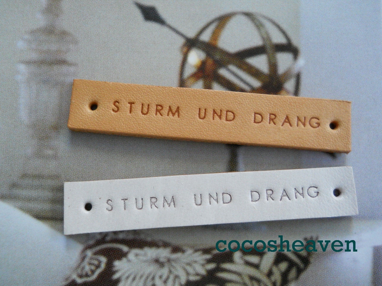 50  custom leather labels - personalized - embossing effect (VEG-TAN COLOR)