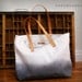 TOTE BAG..gray (with leather strap)...medium size