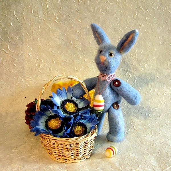 Funny Soft Blue Easter Bunny- Handmade - gift idea