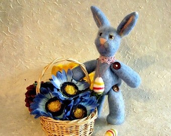 Funny Soft Blue Easter Bunny- Handmade - gift idea