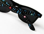 Sunglasses - Custom Wayfarer style sunglasses Pacman unique hand painted Pac-man