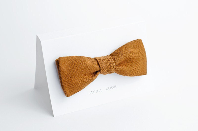 Casual brown men's bow tie - double sided