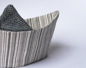 Room decor Boat in striped grey linen fabric.