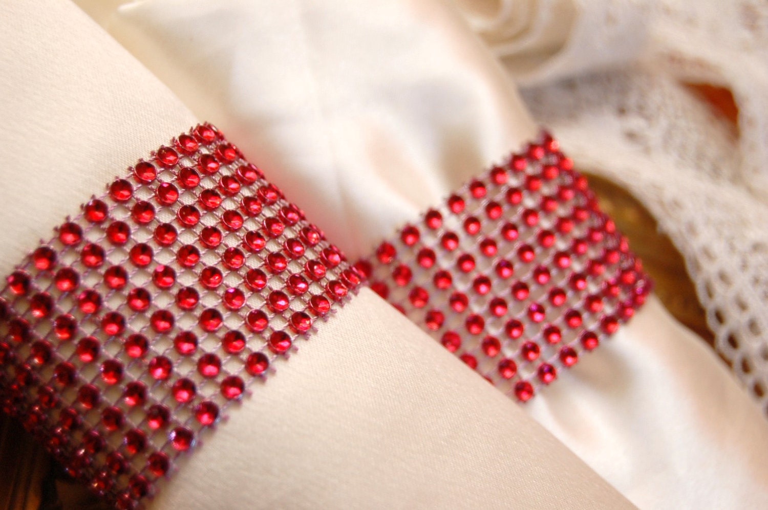 Red Bling Wedding, Party, and Christmas Napkin Rings-Set of 12- LOWEST PRICE on Etsy