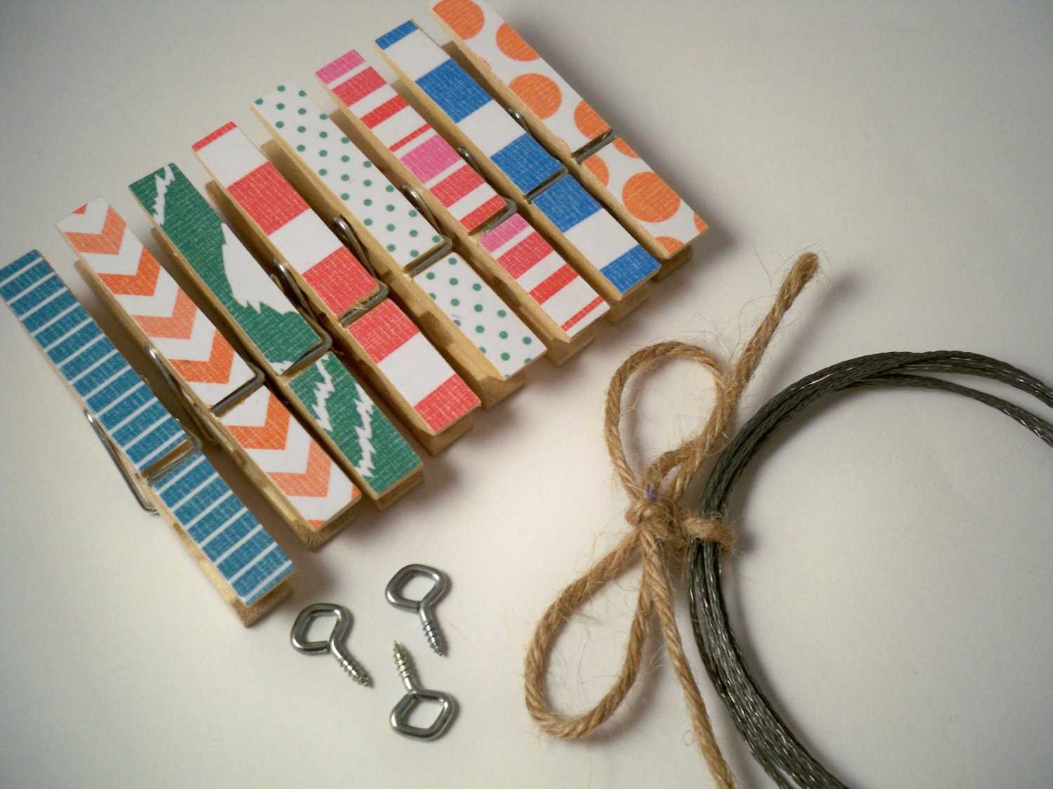 Clothesline Kit. Clothespins. Chevron. Photo Picture Frame. Banner. Hanging. Home Office. Clips. Mixed2