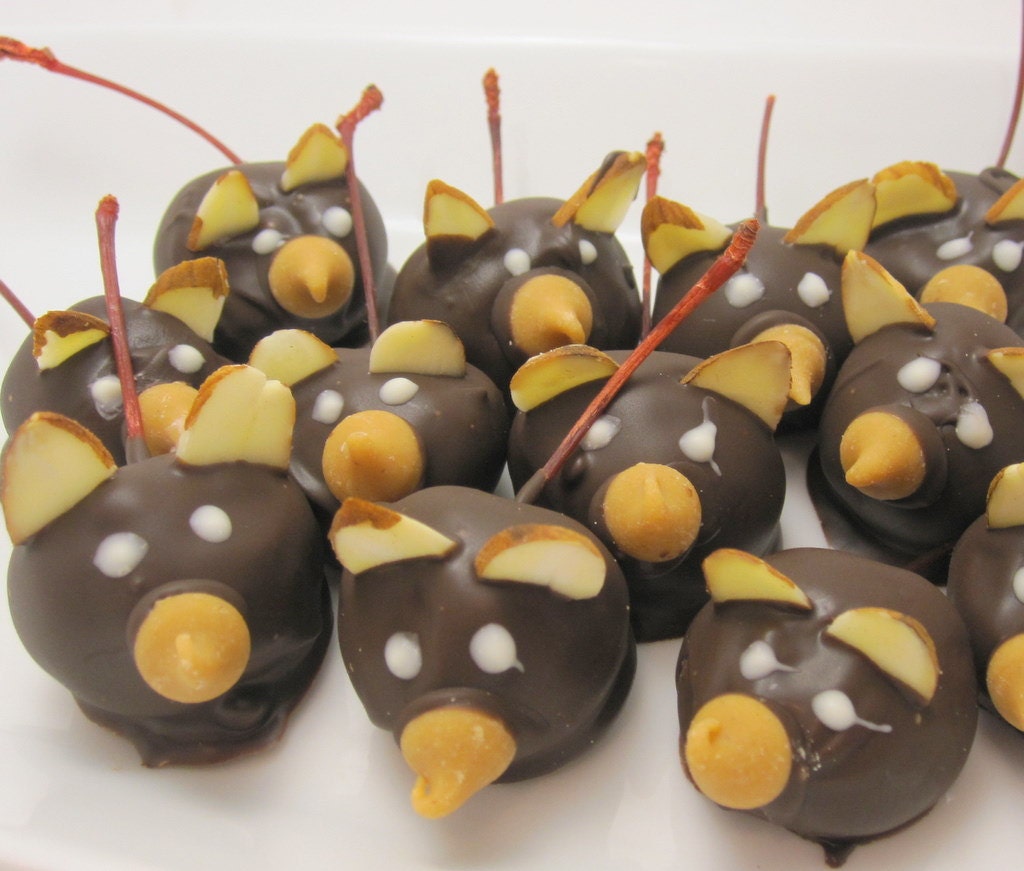 Chocolate Covered Cherry Mice - One Dozen