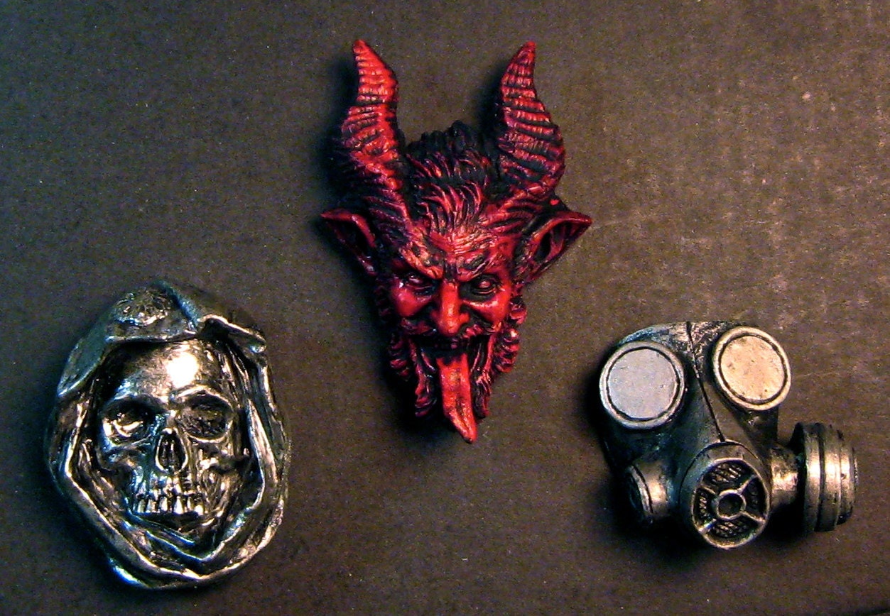 Set of Magnets, Krampus, Santa Muerte, Gasmask