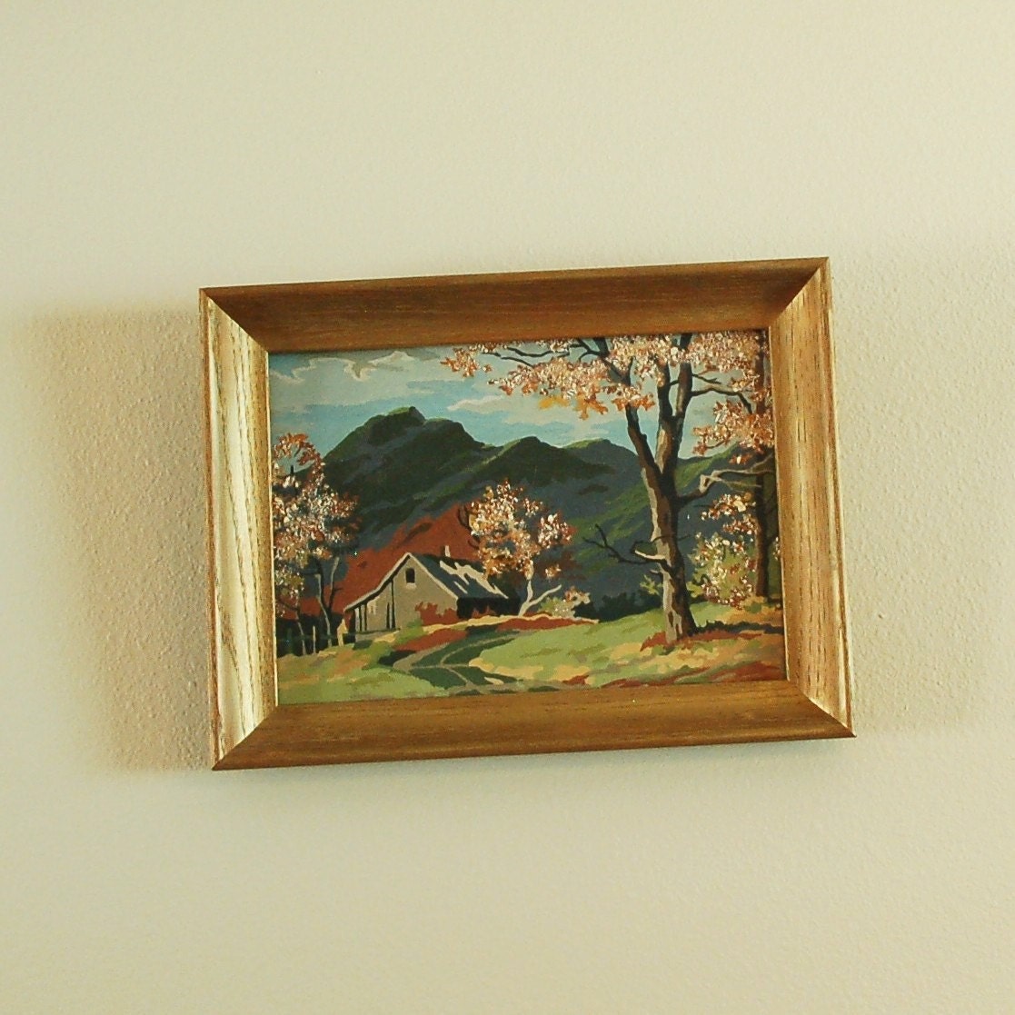 Vintage Paint by Number Framed Artwork 12.5" by 16.5"