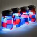mason jars solar lights vintage atlas & ball glass top .. handmade : pint size decoupage - set of 4 red white and blue