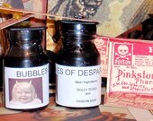 Valentine Zombie LOVE Vampire Decoration Killer Gift New Bubbles of Despair with Hand Stamped Vintage Tags set of 2