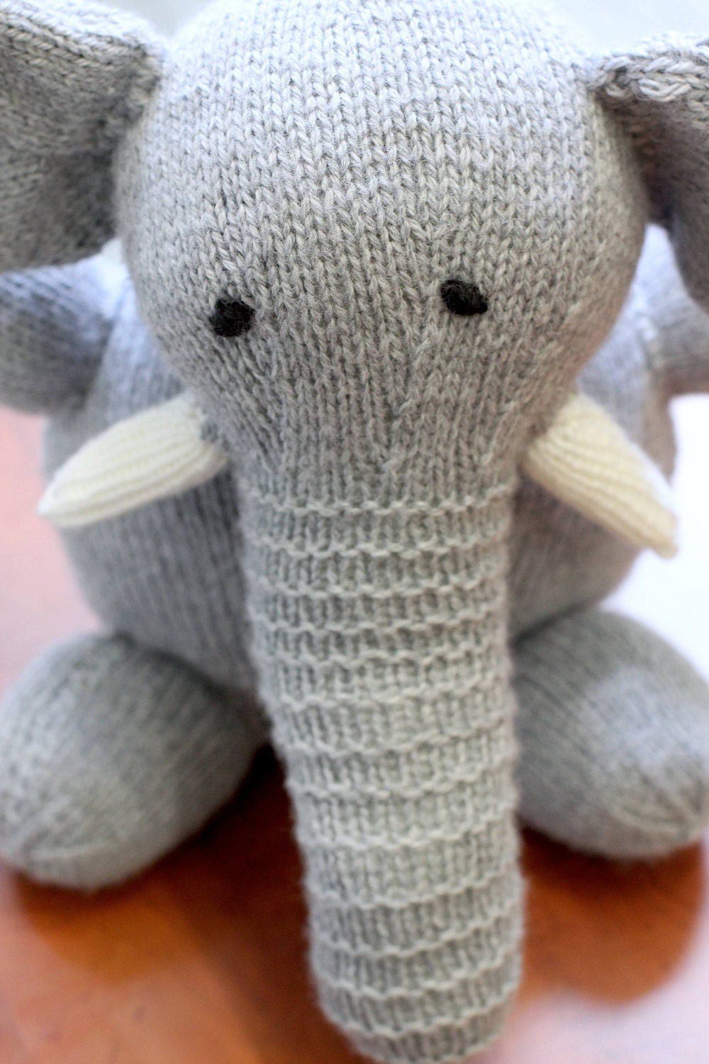 Knitted Large Plush Toy Elephant - Gray (Made to Order)