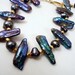Pearl Bracelet Yellow Gold Jewellery Aubergine Jewelry Biwa Natural Gemstone Purple Iridescent Peacock B-45
