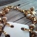 Cream Bracelet - Fleur de Lis Charm - Gold Bracelet - Double Strand Jewellery - Square - Modern - Avant Garde Funky B-66