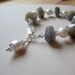 Labradorite Pearl Bracelet Sterling Silver Jewelry Natural Gemstone Jewellery Gray Grey June Birthstone Chunky Crystal Charm B-67
