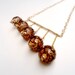 Brown Necklace Yellow Gold Jewelry Crackle Beads Asymetric Jewellery Gift Ideas for Her Chain Bead Bar Eclectic N-144