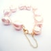 Peach Pearl Bracelet Gold Jewelry Bridesmaid Jewellery Gifts Unique Handmade Gemstone Wedding Prom Bride Safety Chain B-142