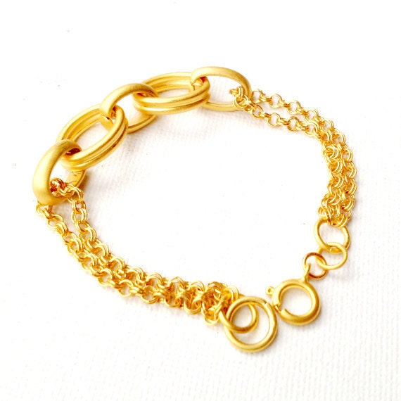 Chain Bracelet Gold Jewelry Vermeil Jewellery Chunky Chain Statement Urban Luxe Everyday Unique B-222
