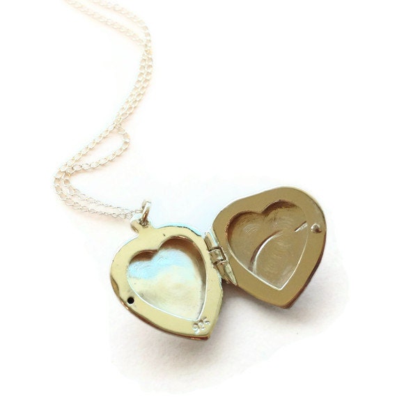 Vintage Heart Locket Necklace Mother Daughter Sterling Silver Jewelry Photo JewelleryTwo Sided N-238 239