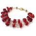 Red Coral Bracelet Multistrand Jewelry Box Clasp Gemstone Jewellery Fashion Statement Gold Wire Wrapped B-236