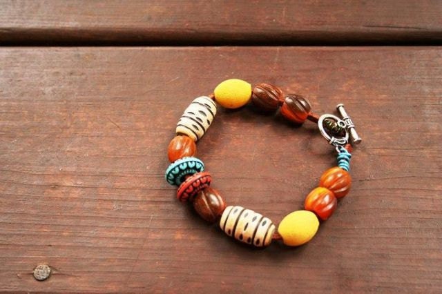 Wooden Bead Bracelet, Unique Wooden Beads