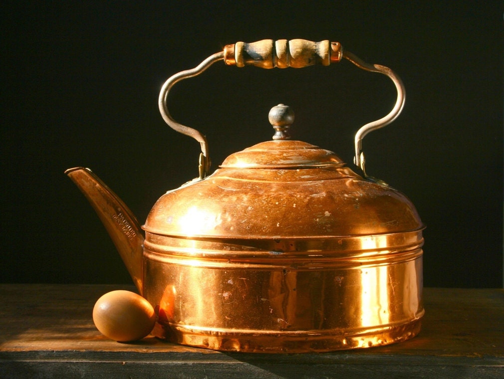 Antique copper kettle, HUGE, copper tea kettle