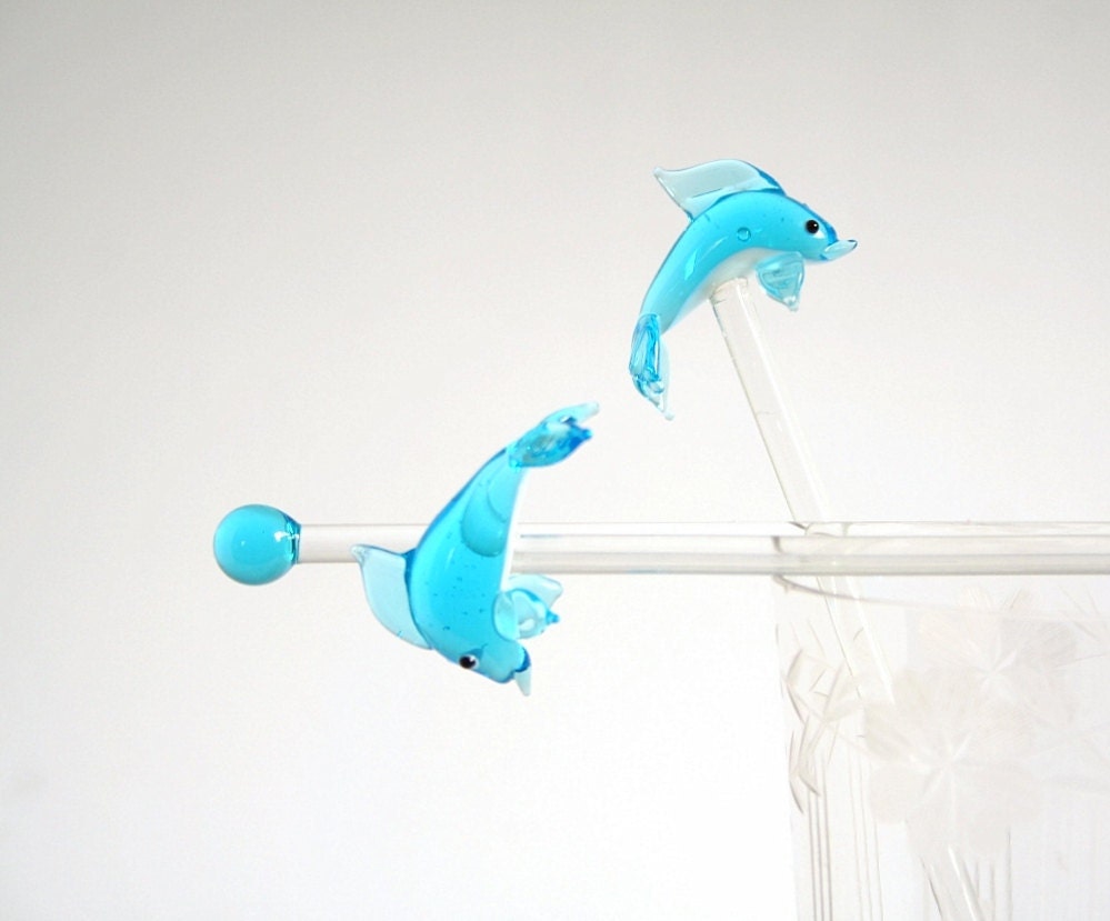 glass dolphin swizzle sticks