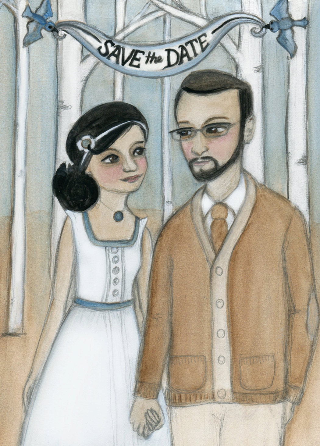 Custom Portrait Illustration - Victorian and Edwardian Inspired Watercolor Portrait Paintings