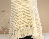 Ivory Plait Knitting Woolen Handmade Poncho With Fringe/High Fashion Women Girl Knitted Tops Accessories