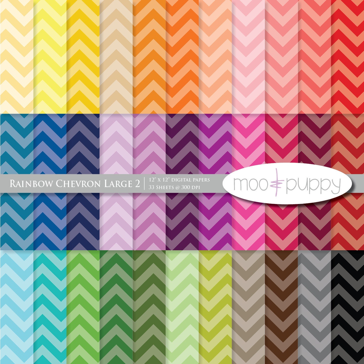 Chevron Digital Scrapbook Paper Pack  --  Rainbow Chevron Large 2 (tinted) -- INSTANT DOWNLOAD