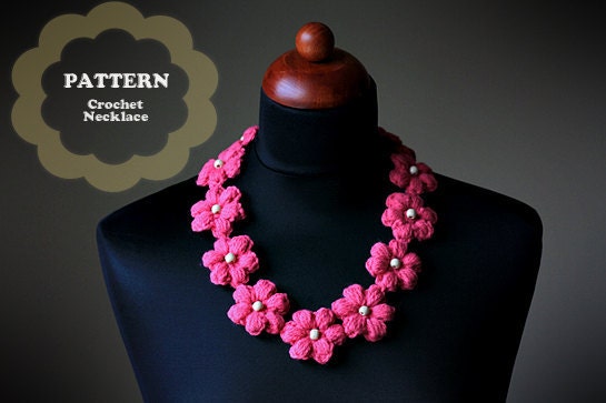Crochet Pattern Crochet Flower Necklace