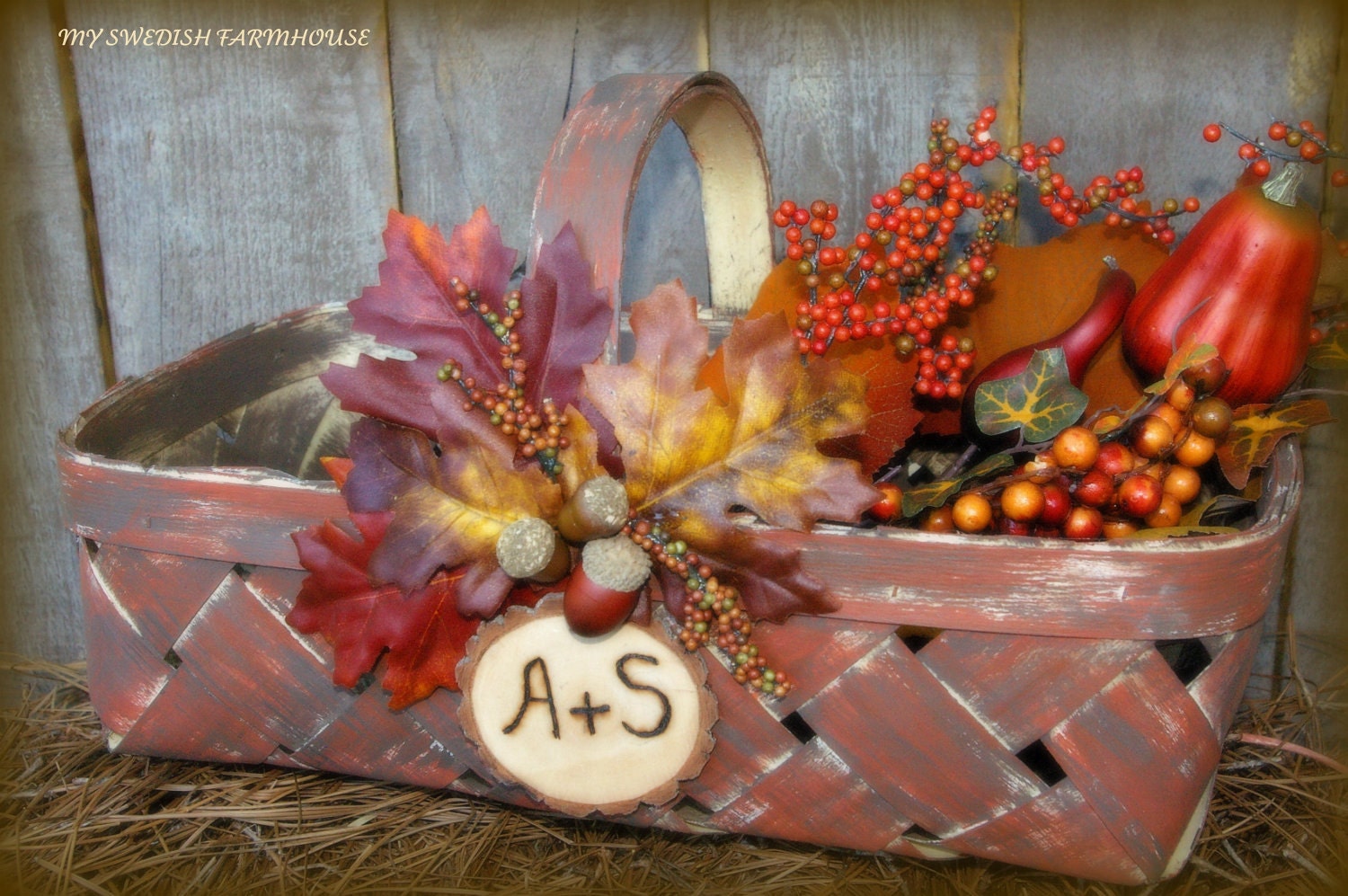 Items similar to Program Card Basket Rustic Fall Wedding Decor Personalized on Etsy