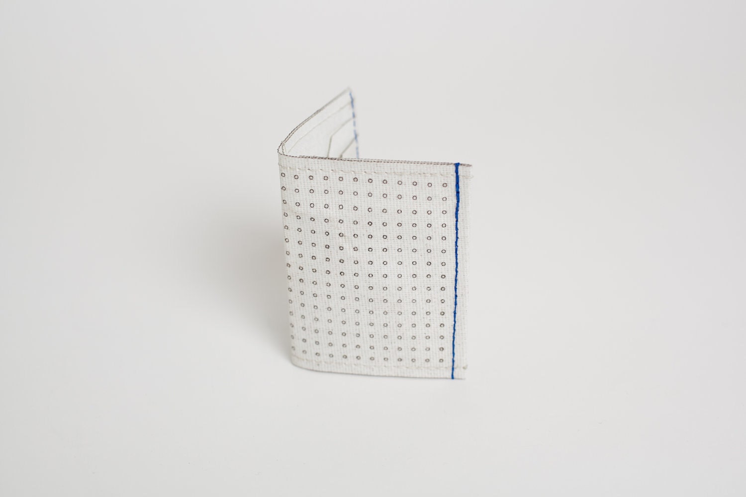 SALE Money Clip Wallet: Blue Stitched w/ Laser Etched Dots